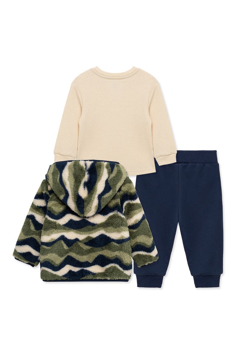 Set of 3 Landscape Camo Thermal T-Shirt, Knit Joggers & Hooded Fleece Jacket, Alternate, color, BLUE/ GREEN