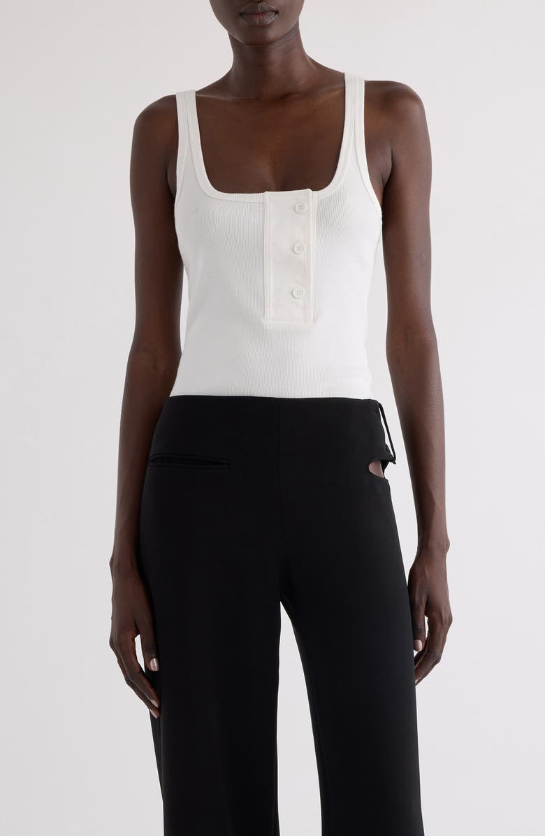 Courrèges Oblique Snaps '90s Rib Tank, Main, color, Heritage White