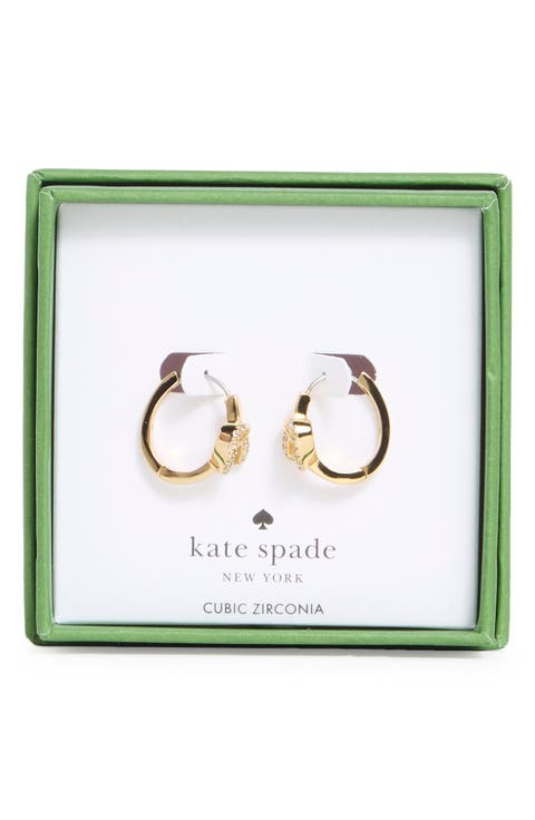 pavé knot huggie hoop earrings