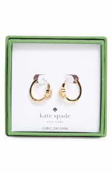 Kate Spade New York pavé knot huggie hoop earrings