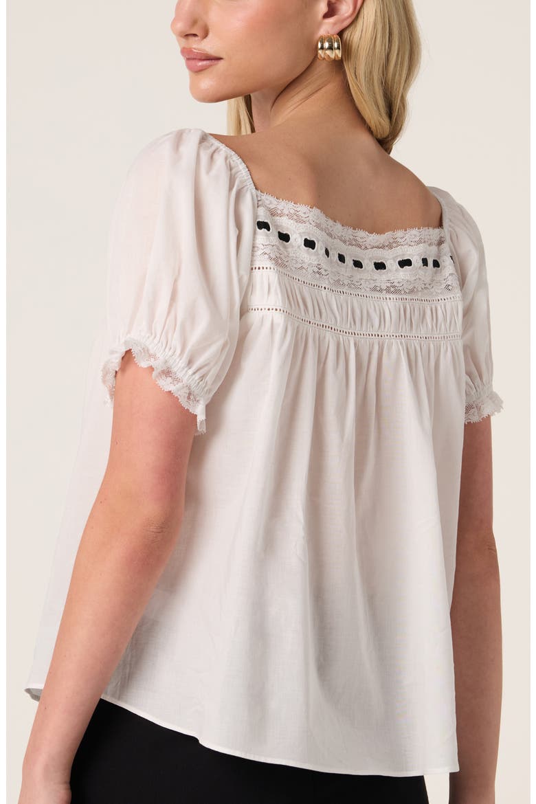 Carola Puff Sleeve Cotton Top, Alternate, color, OFF WHITE