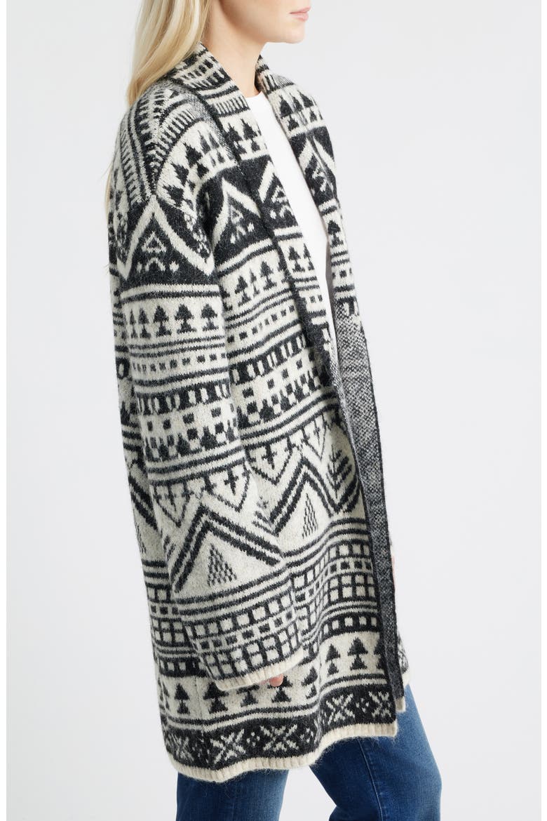 Fair Isle Shawl Collar Cardigan, Alternate, color, CAVIAR MULTI