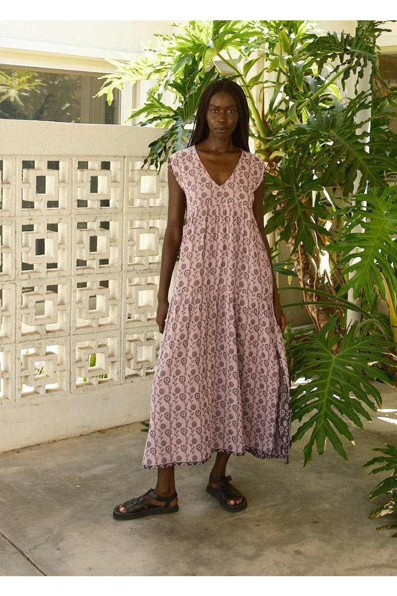 Jules V-neck Belted Tiered Maxi Dress, Alternate, color, Hydrangea