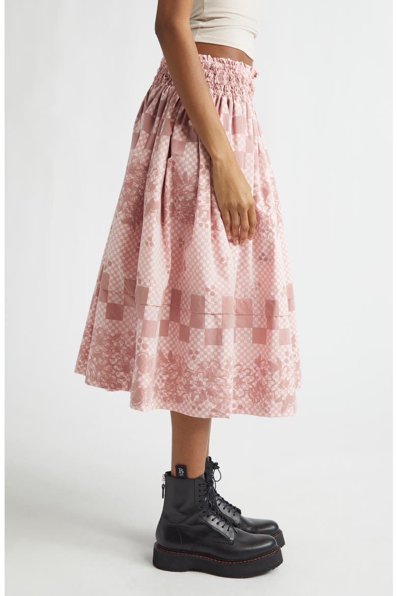 Gathered Track A-Line Skirt, Alternate, color, RED/ WHITE