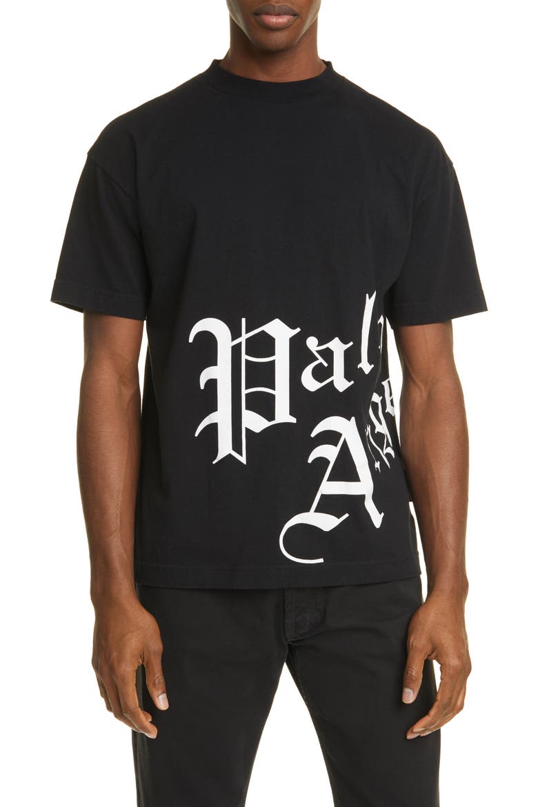 New Gothic Logo Graphic Cotton Tee, Main, color, BLACK