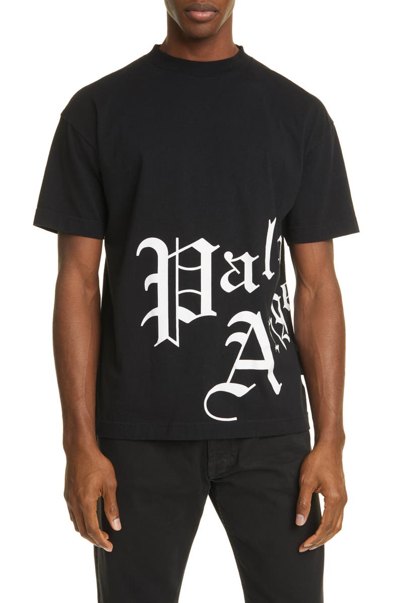 Palm Angels New Gothic Logo Graphic Cotton Tee, Main, color, 