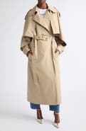 Balmain Belted Cotton Gabardine Trench Coat