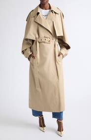 Balmain Belted Cotton Gabardine Trench Coat