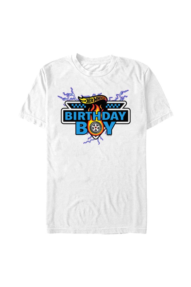 Mens Hot Wheels Racing Birthday Boy T Shirt, Main, color, White