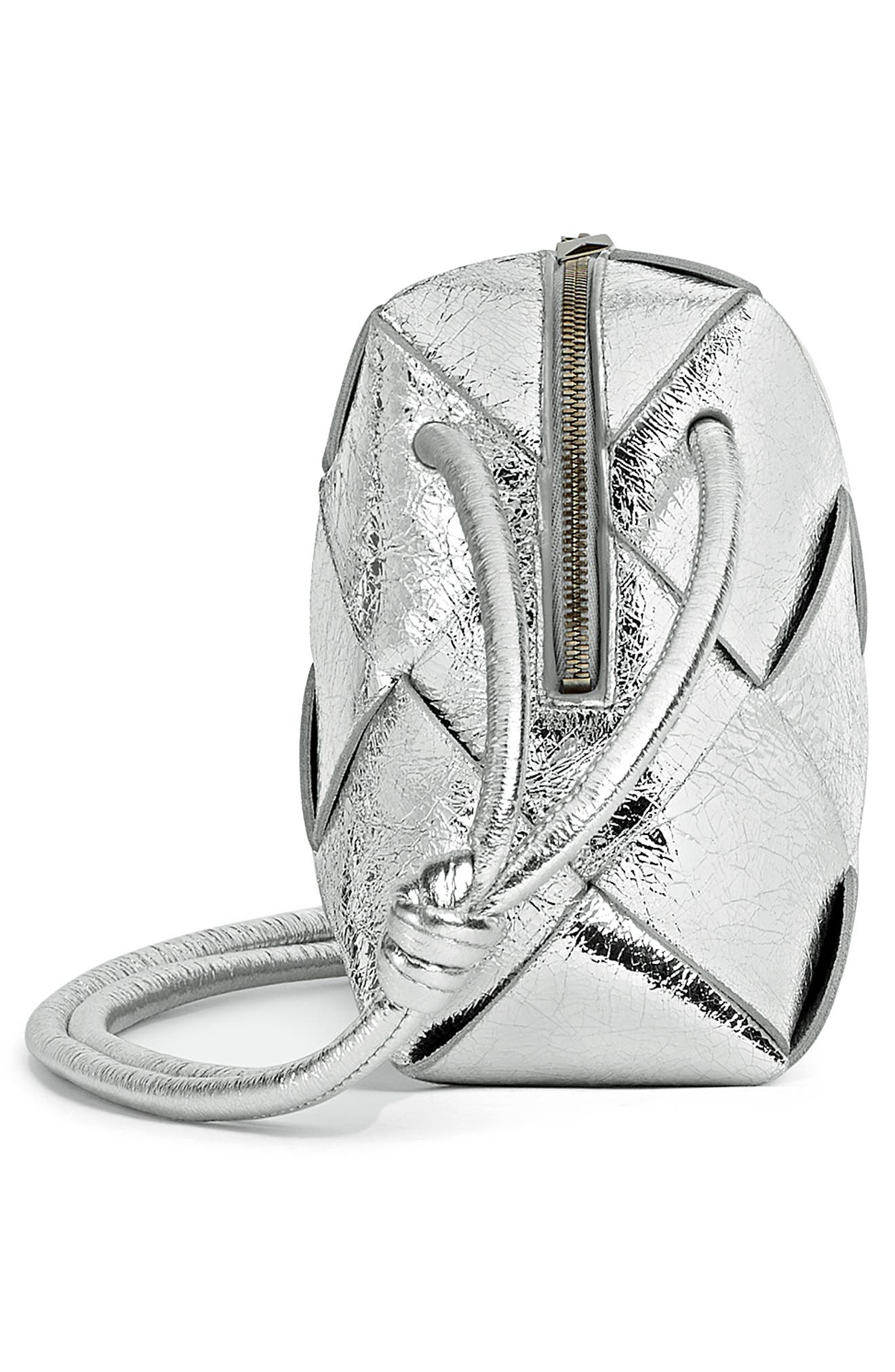 Bottega Veneta Cassette Intrecciato Metallic Leather Camera Bag, Alternate, color, 