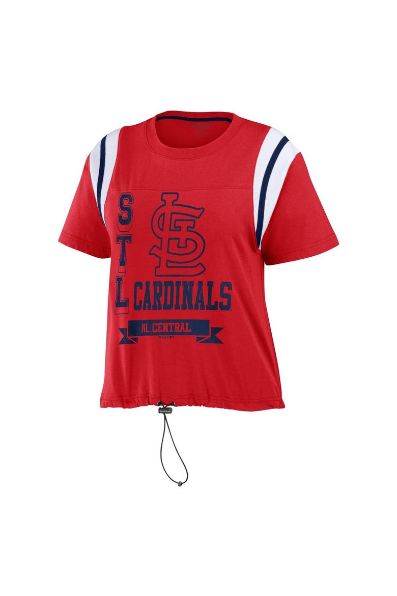 Women's WEAR by Erin Andrews Red St. Louis Cardinals Cinched Colorblock T-Shirt, Alternate, color, Red