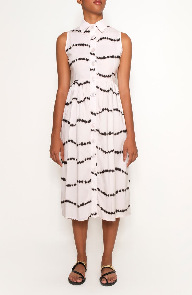 The Lulo Project Pier Sleeveless Midi Shirtdress, Main, color, Waves