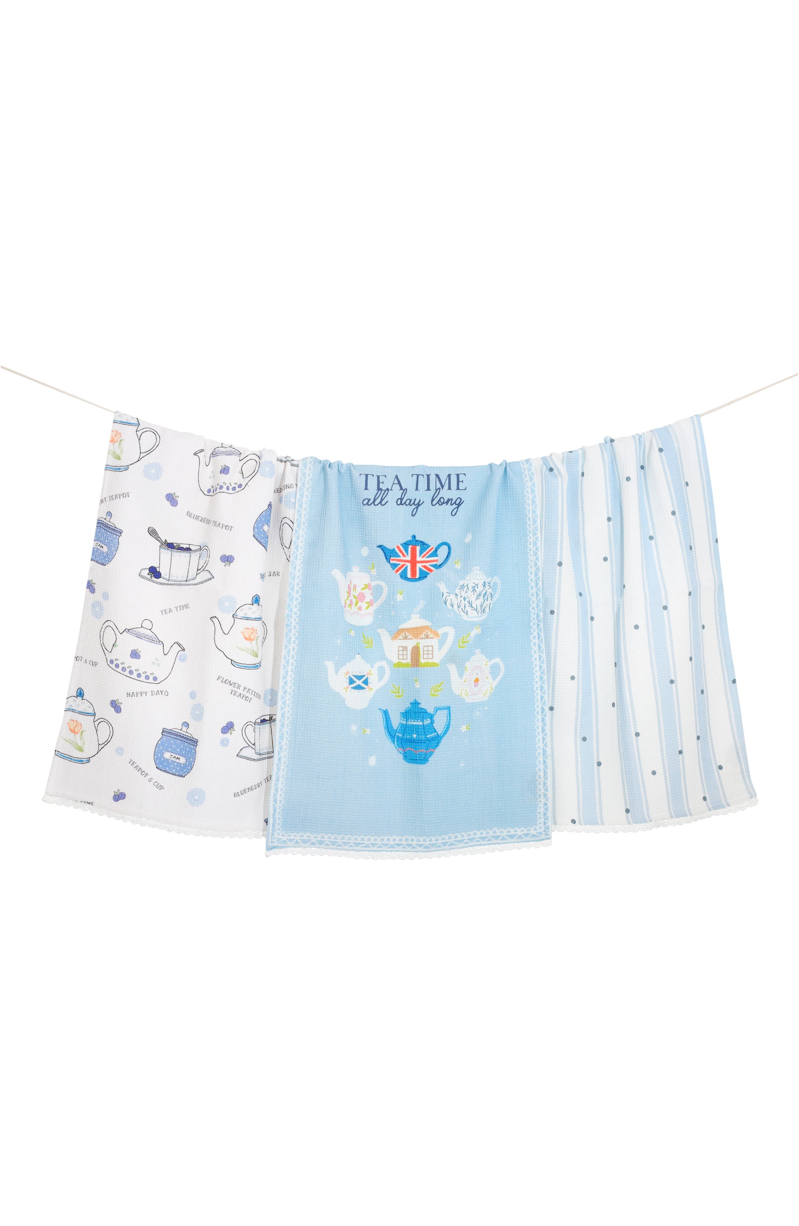 Tiramisu Set of Three English Tea Time Cottage Kitchen Towels