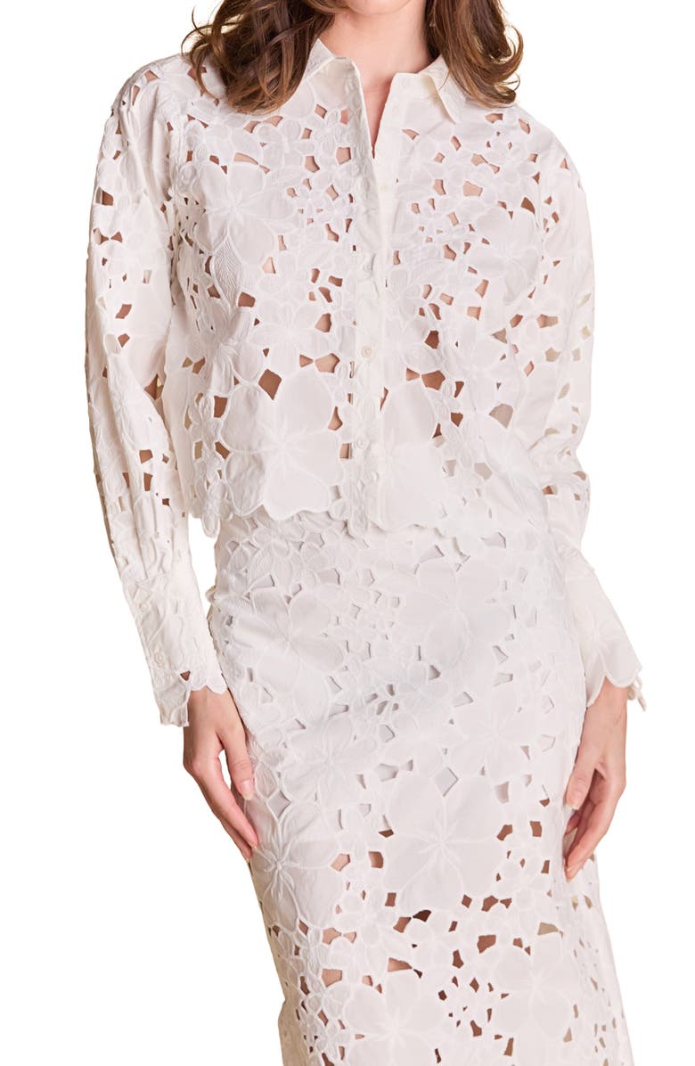 Endless Rose Cutout Button-Up Shirt, Alternate, color, Ivory