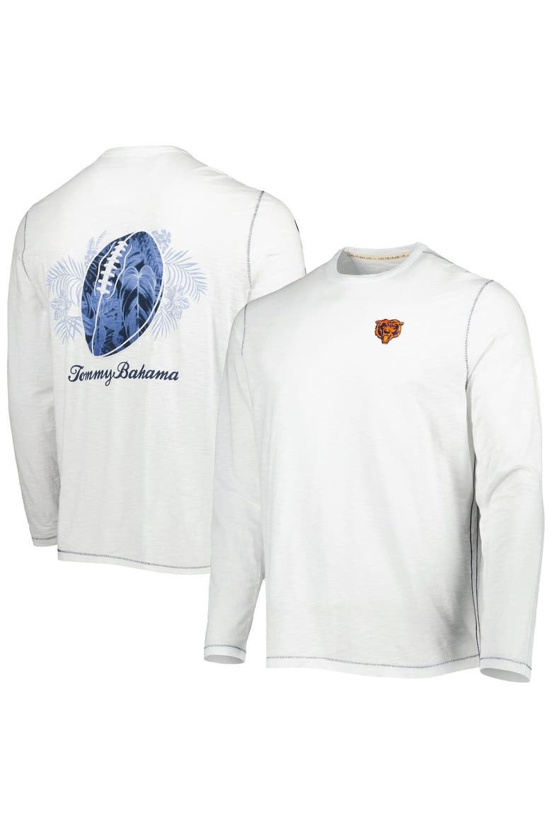 Men's Tommy Bahama White Chicago Bears Laces Out Billboard Long Sleeve T-Shirt, Main, color, White