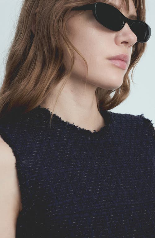 Mango Short Tweed Dress Dark Navy In Dark Navy