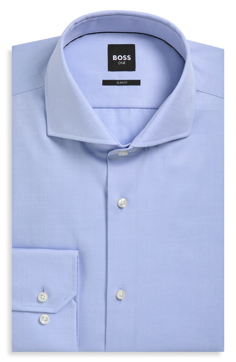 BOSS P-Hank Slim Fit Cotton Dress Shirt, Main, color, Light Pastel/ Blue