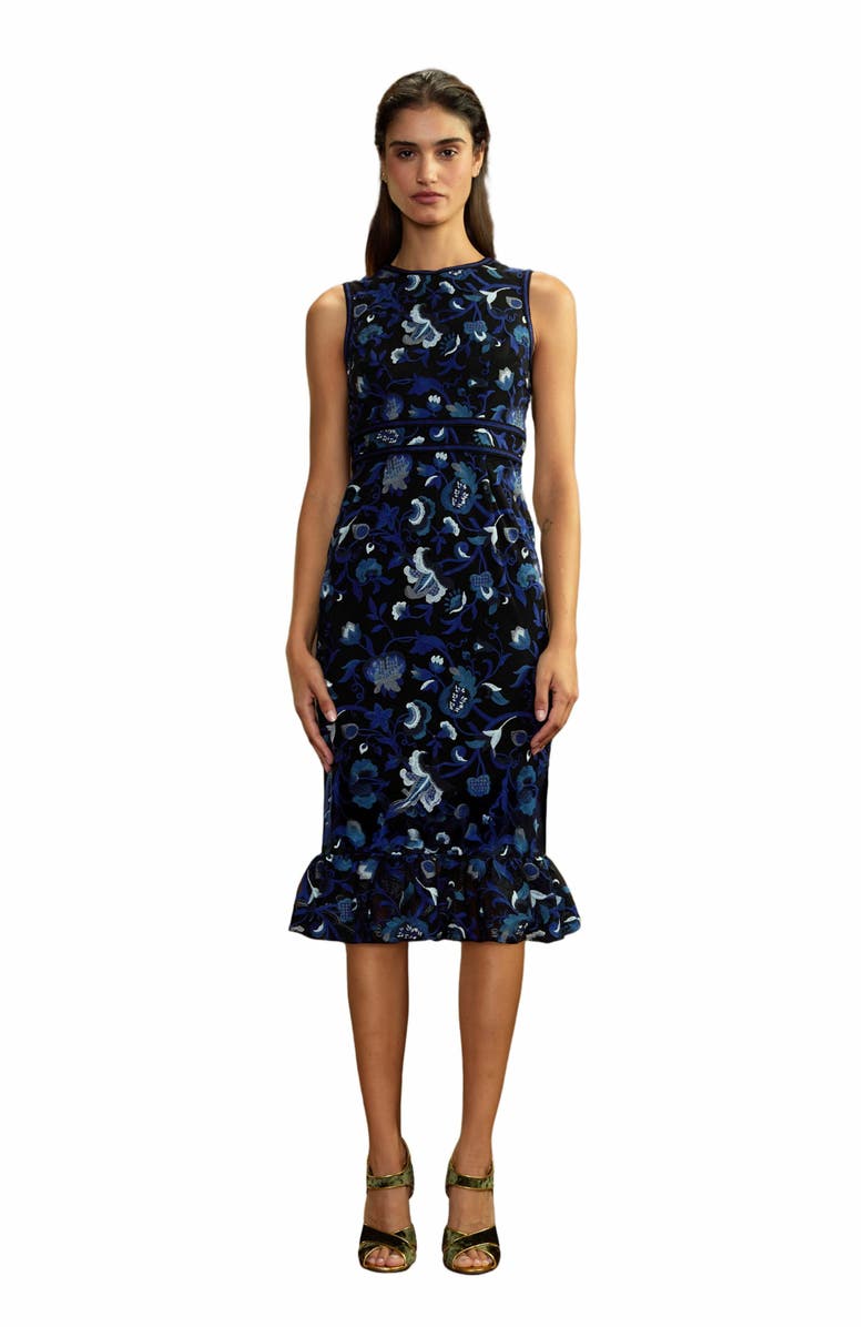 Cynthia Rowley EMBROIDERED SLEEVELESS MIDI DRESS, Main, color, 