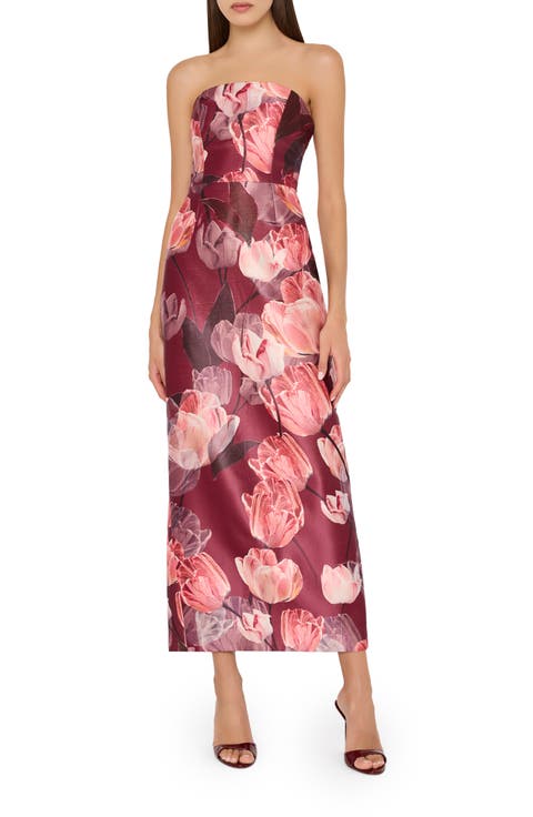 Orion Tulip Brocade Strapless Maxi Dress