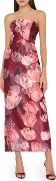Milly Orion Tulip Brocade Strapless Maxi Dress