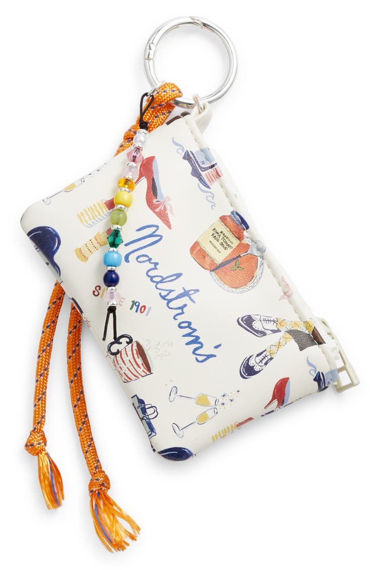 125th Anniversary Bag Charm Pouch, Main, color, BEIGE BEACH NORDY MURAL