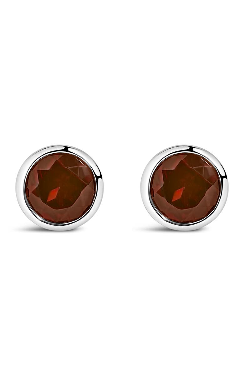 Haus of Brilliance .925 Sterling Silver 6MM Bezel Set Created Gemstone Solitaire Stud Earrings, Main, color, Red Garnet