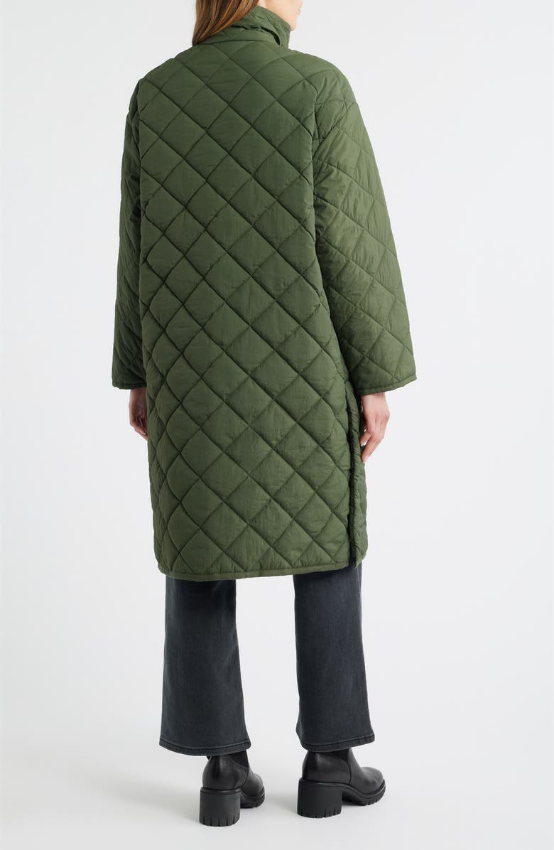 Bernardo Quilted Long Coat, Alternate, color, Olive