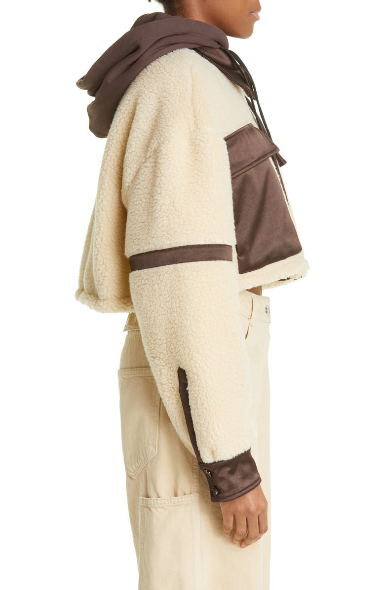 AMIRI Hybrid Faux Shearling Hooded Track Jacket, Alternate, color,