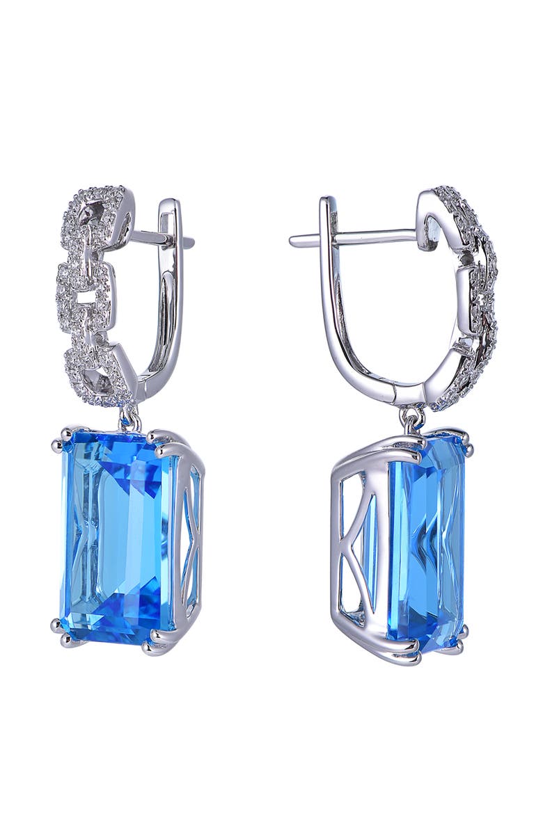 Kahn High Jewelry Swiss Blue Topaz Earrings with Diamonds, Alternate, color, Swiss Blue