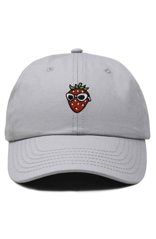 Dalix Strawberry Embroidered Casual Cap In Gray