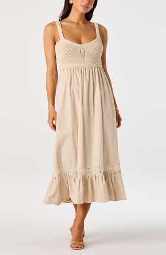 Jacquelin Mixed Media Back Cutout Midi Dress