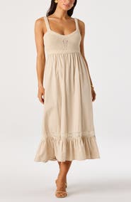 ASTR the Label Jacquelin Mixed Media Back Cutout Midi Dress
