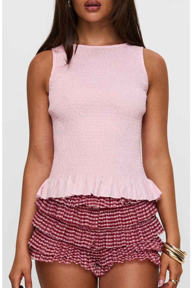 Chauntelle Smocked Cotton Top, Main, color, PINK