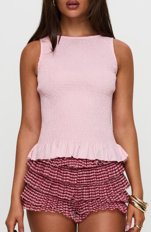 Princess Polly Chauntelle Smocked Cotton Top In Pink