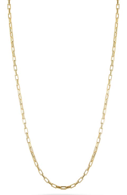 18k Gold over Sterling Silver Square Link Chain Necklace
