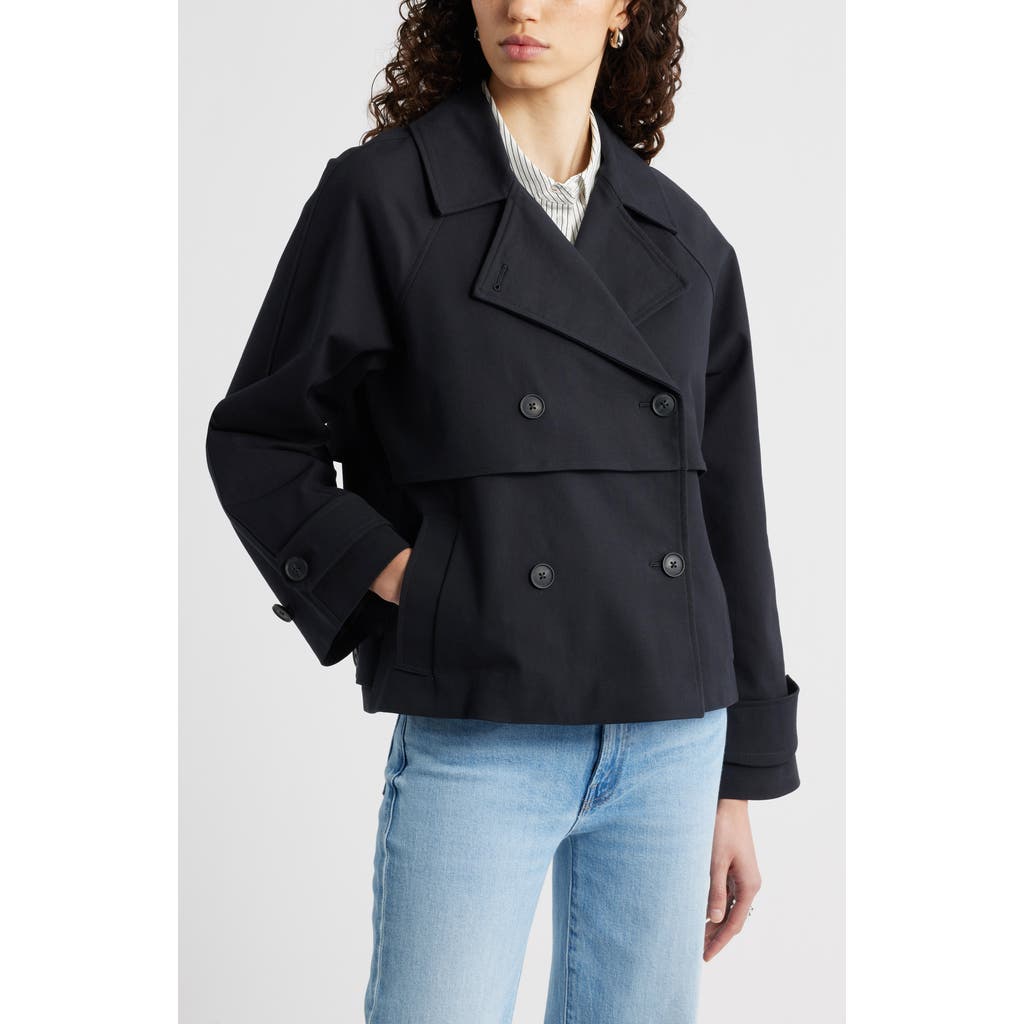 Nordstrom Stretch Cotton Trench Coat In Black