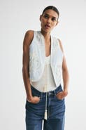 H&M Linen-blend Vest With Eyelet Embroidery