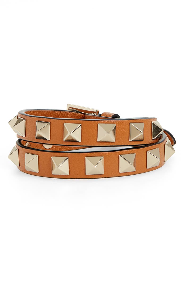 Valentino Rockstud Double Wrap Bracelet, Main, color, 