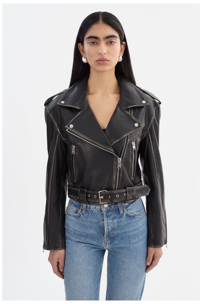FORD | Distressed Leather Jacket, Main, color, Vintage Black