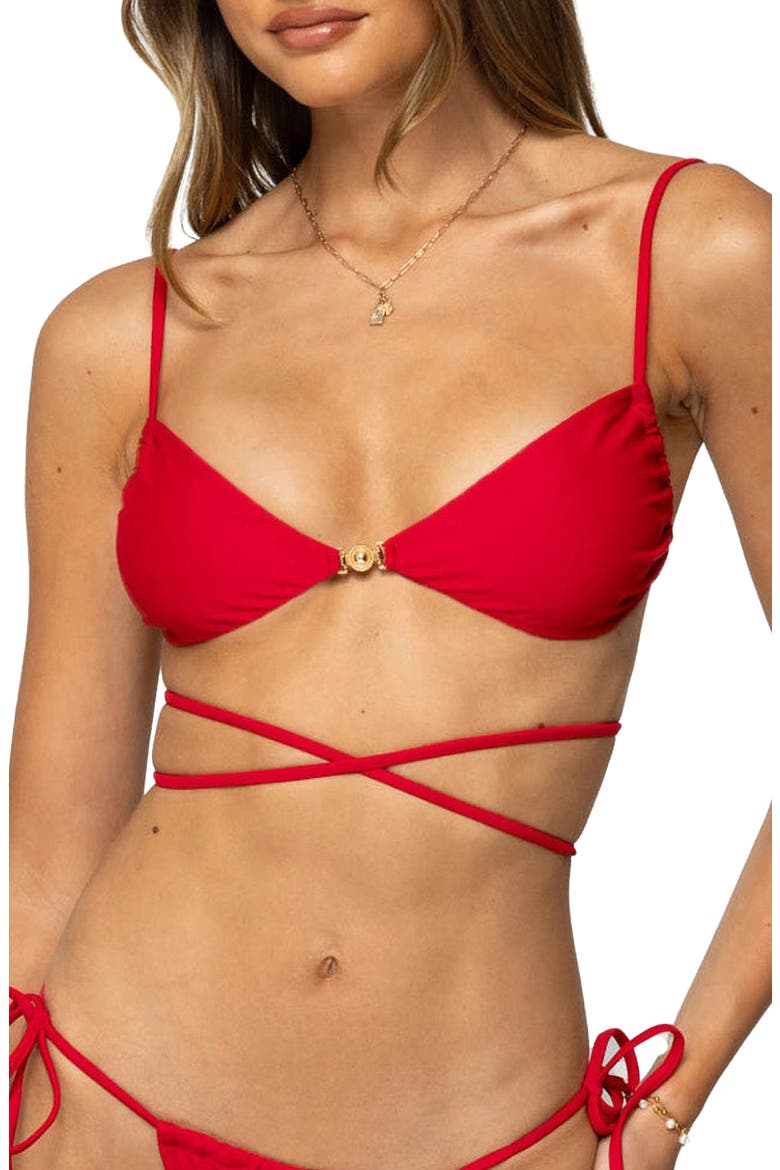 Buffie Wrap Bikini Top, Main, color, RED