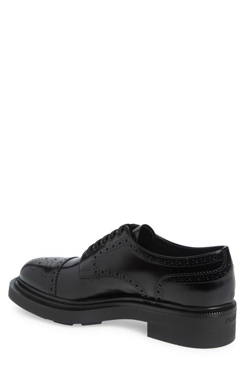 Prada Tyrone Brogue Cap Toe Derby In Nero