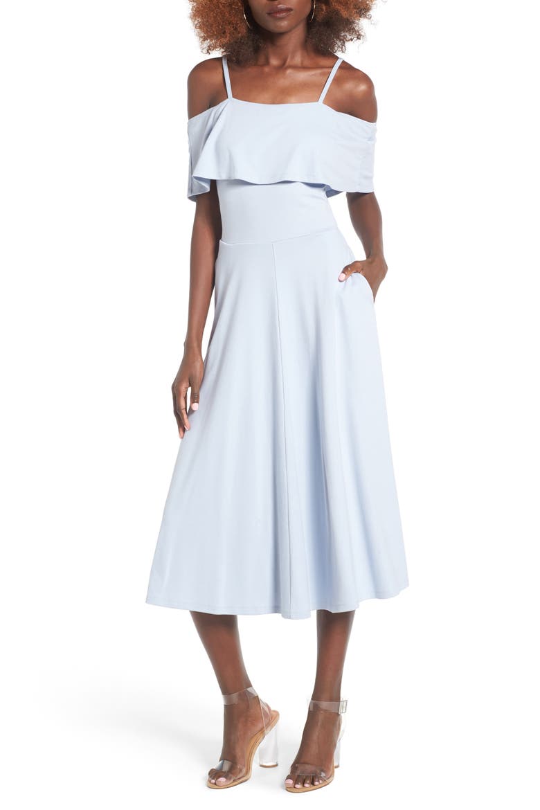 Cold Shoulder Midi Dress, Main, color, BLUE KENTUCKY