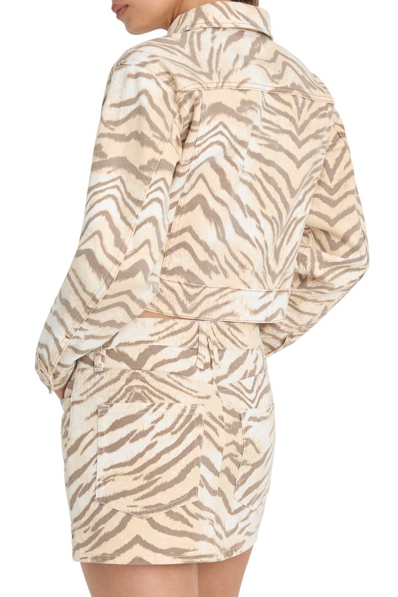 Essential Crop Organic Cotton Denim Jacket, Alternate, color, BROWN TIGER