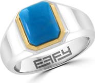 EFFY Men's Sterling Silver & 14K Gold Turquoise Cabochon Ring
