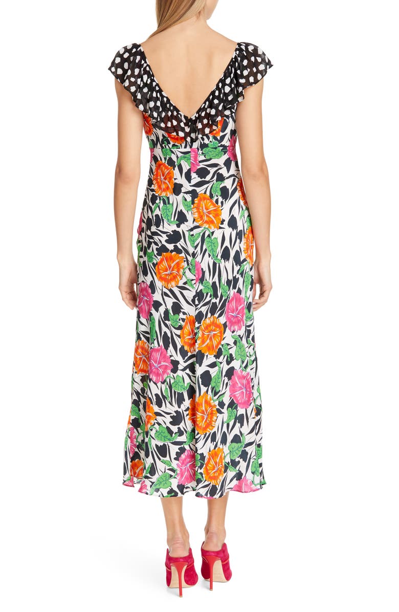 RIXO Antoinette Floral & Dot Print Dress, Alternate, color, 