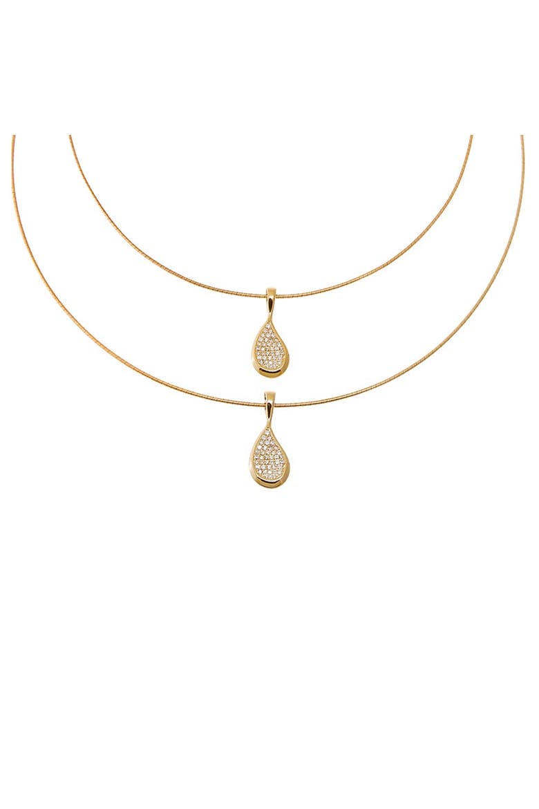 Diamond Pave Curved Pear Omega Chain Necklace 14K, Alternate, color, 14K Gold - 14 Inch