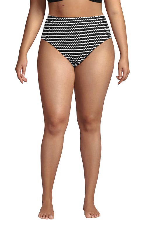 LANDS' END LANDS' END RIBBED SMOOTHING HIGH WAISTED BIKINI BOTTOMS