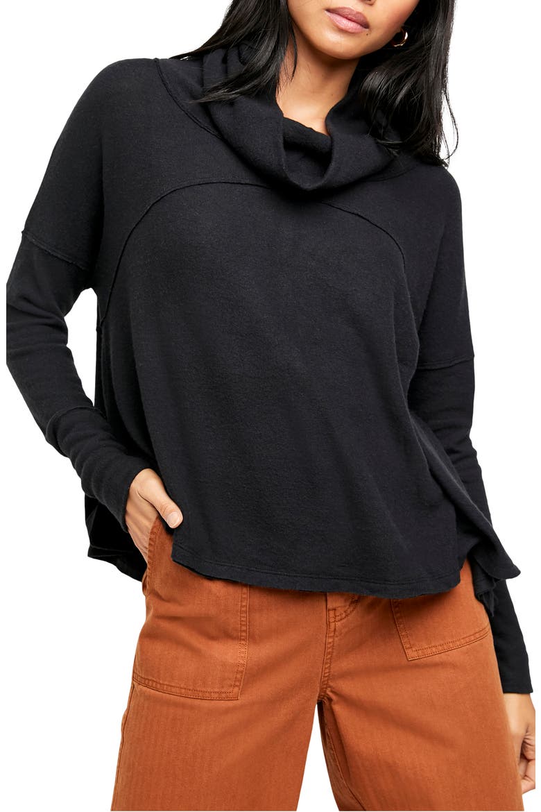 Cozy Time Funnel Neck Top, Main, color, BLACK