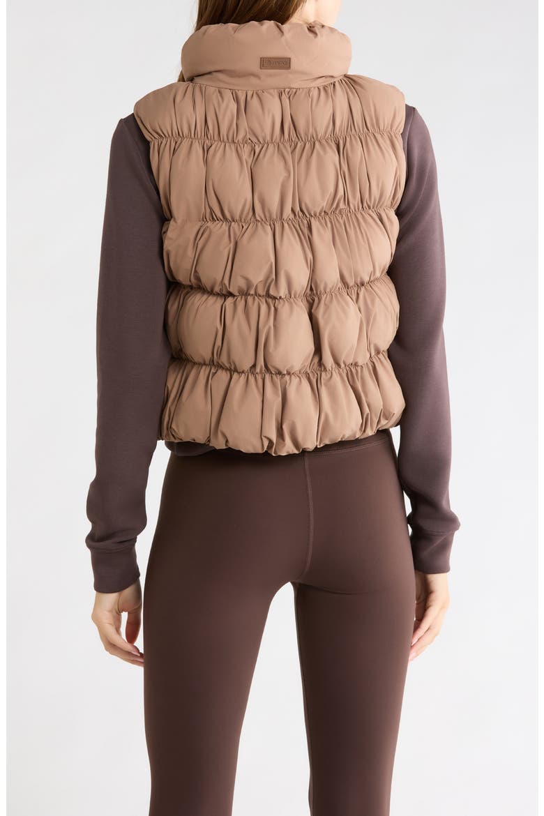 Ruched Puffer Vest, Alternate, color, BROWNIE