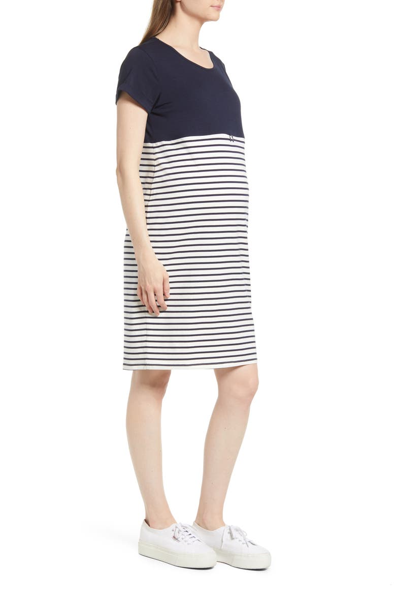 Stripe Maternity/Nursing Nightgown, Alternate, color, NAVY